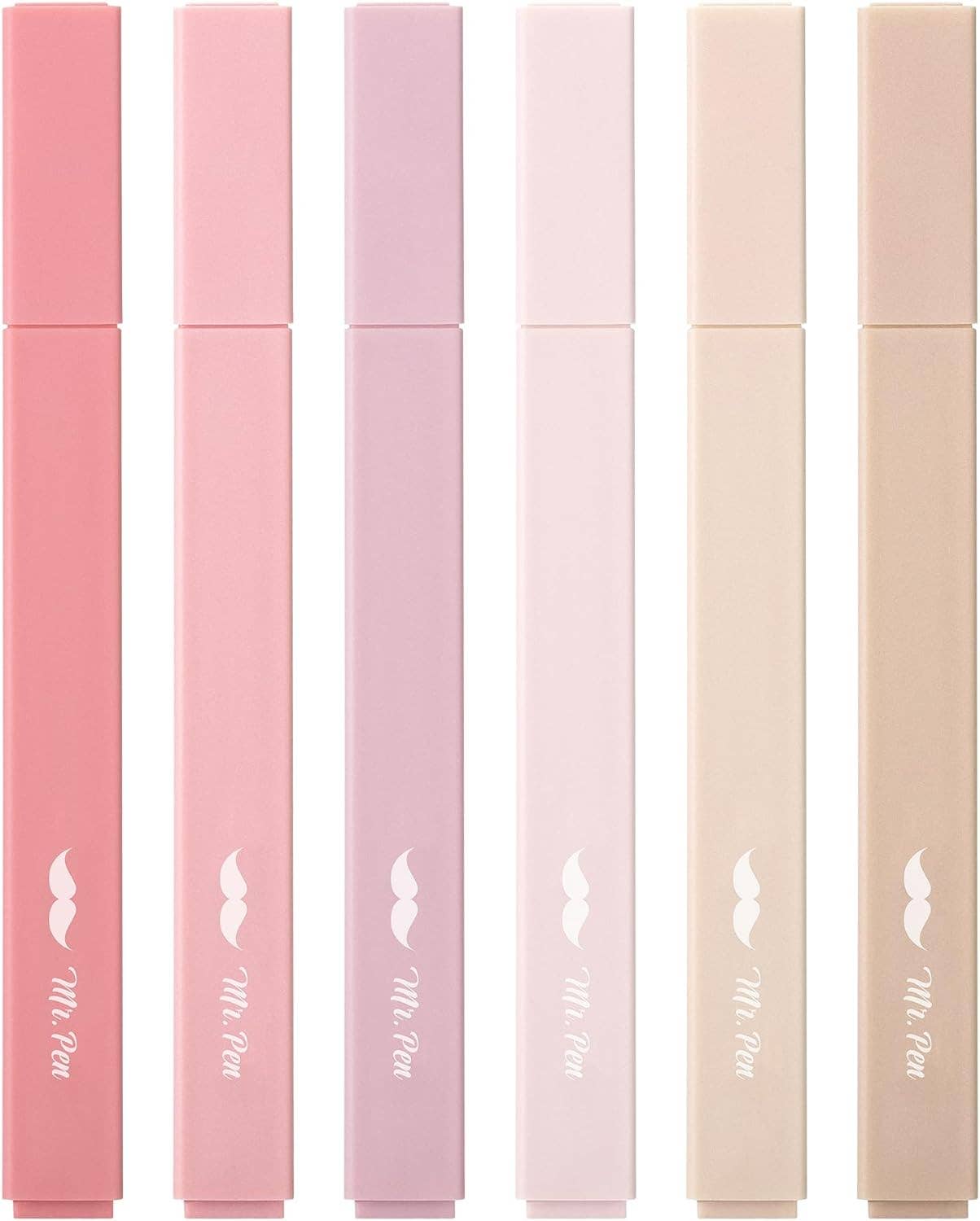 Set of pink and beige highlighters