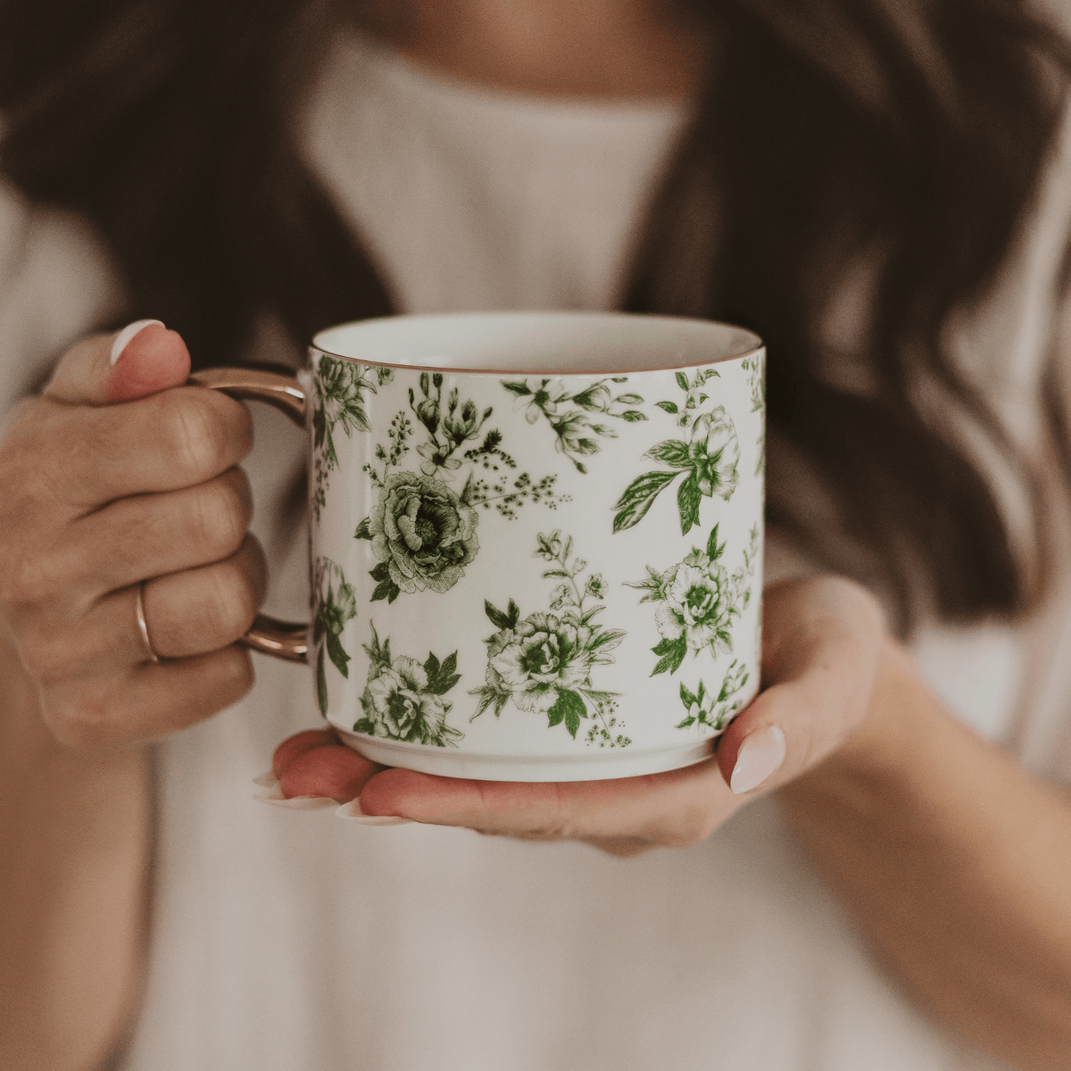 Green Delft 14oz Coffee Mug