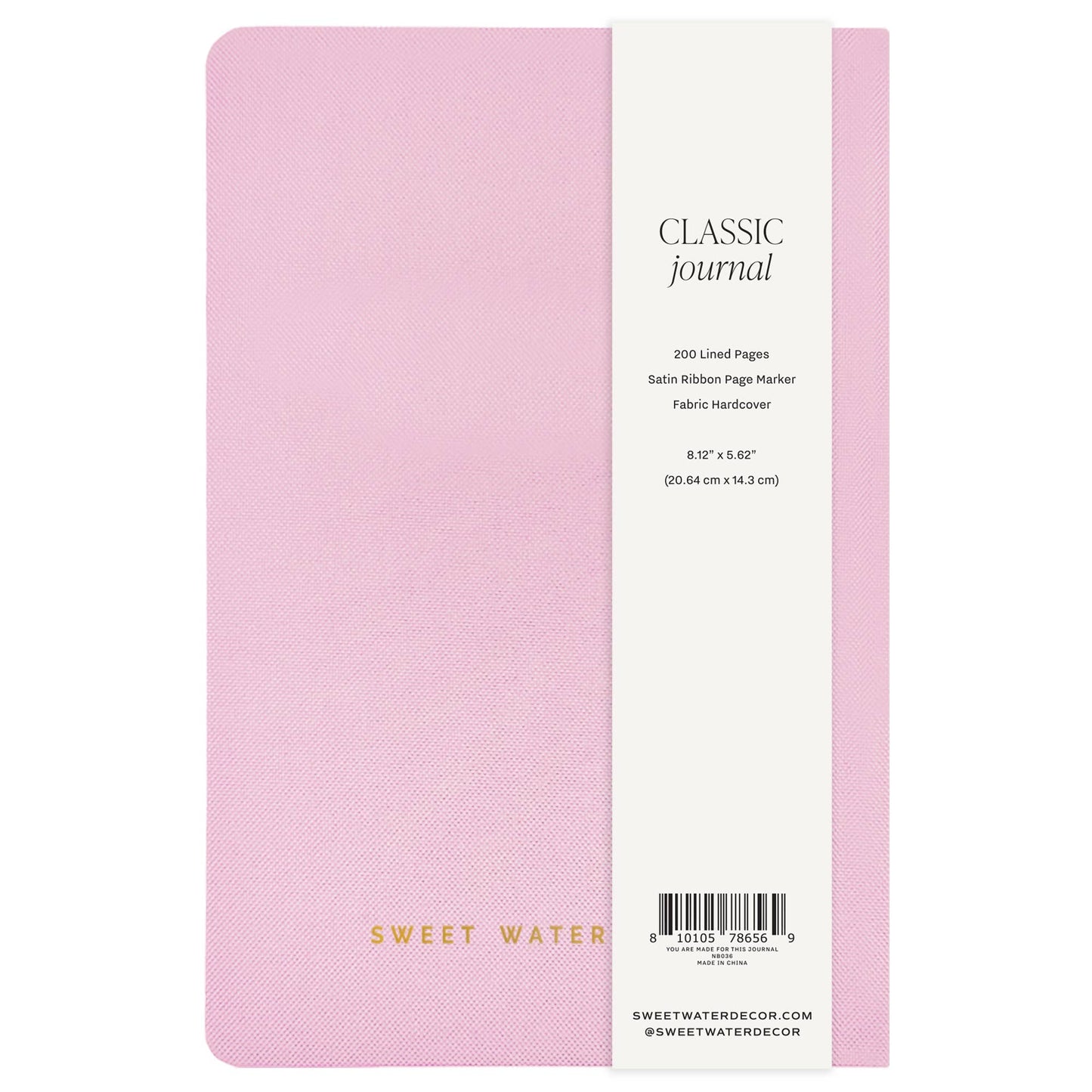 Pink Fabric Journal – Gold Foil – 200 Lined Pages with Ribbon Bookmark