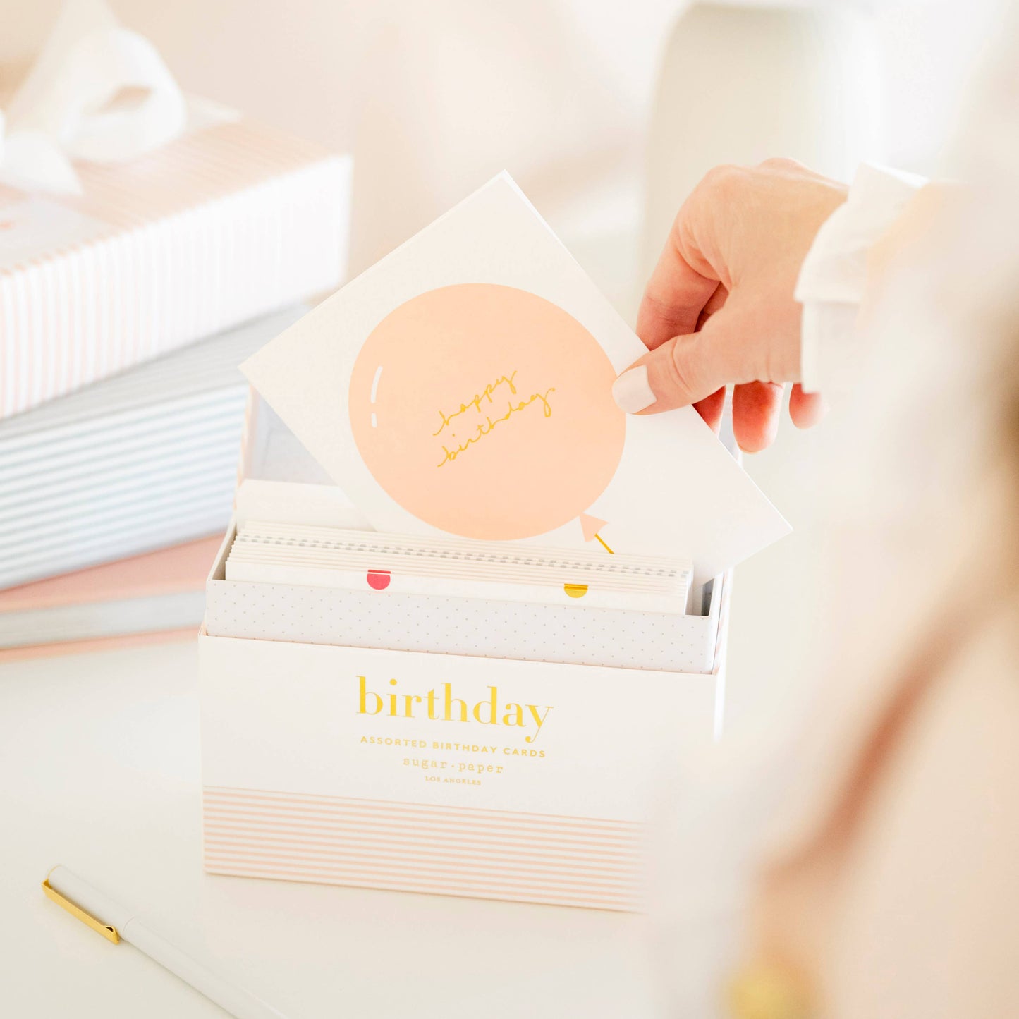 Sugar Paper Birthday Boxed Card Set – 12 Cards with Envelopes – Foil Accents