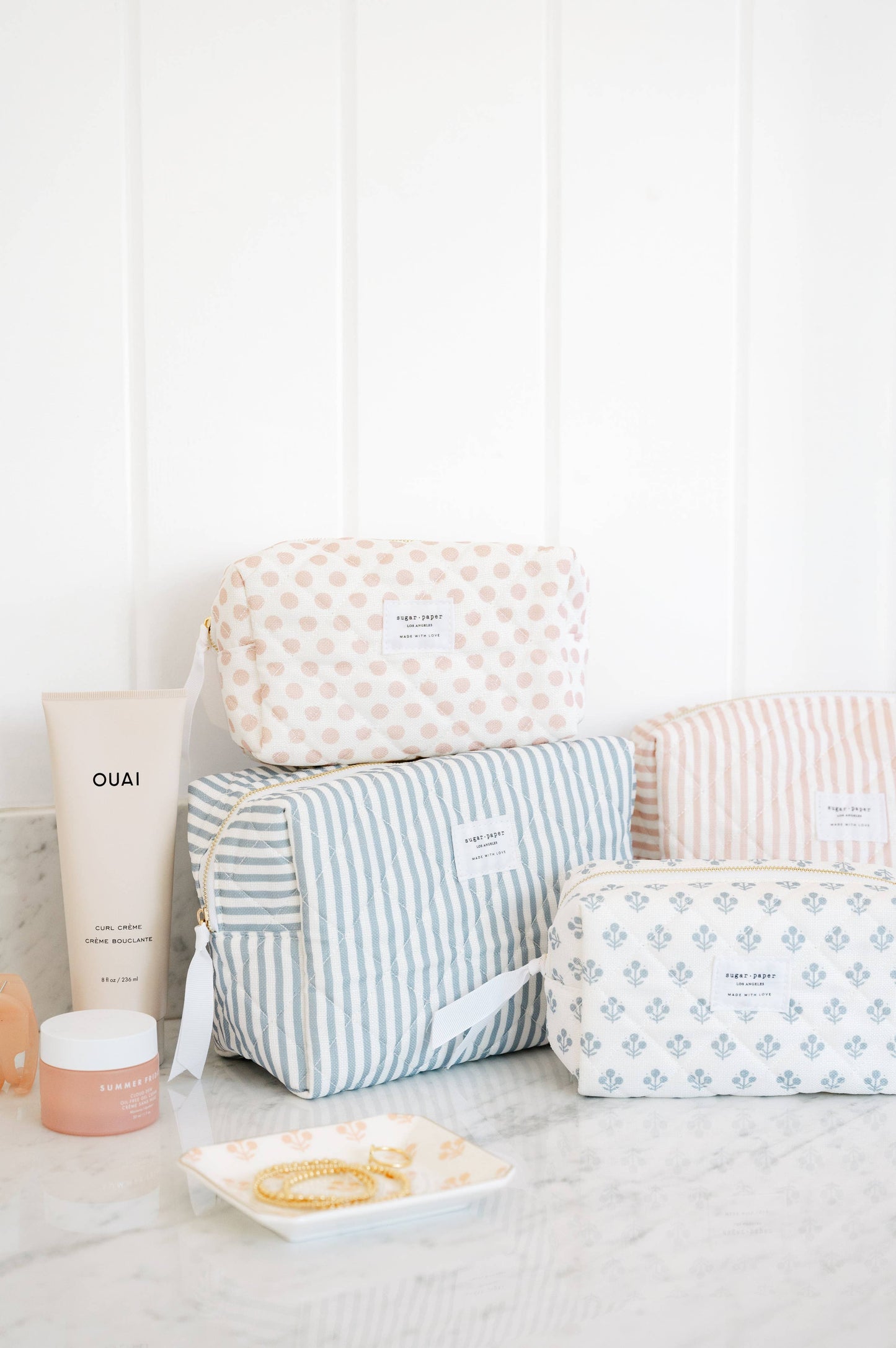 Large Cosmetic Pouch | Rose Stripe