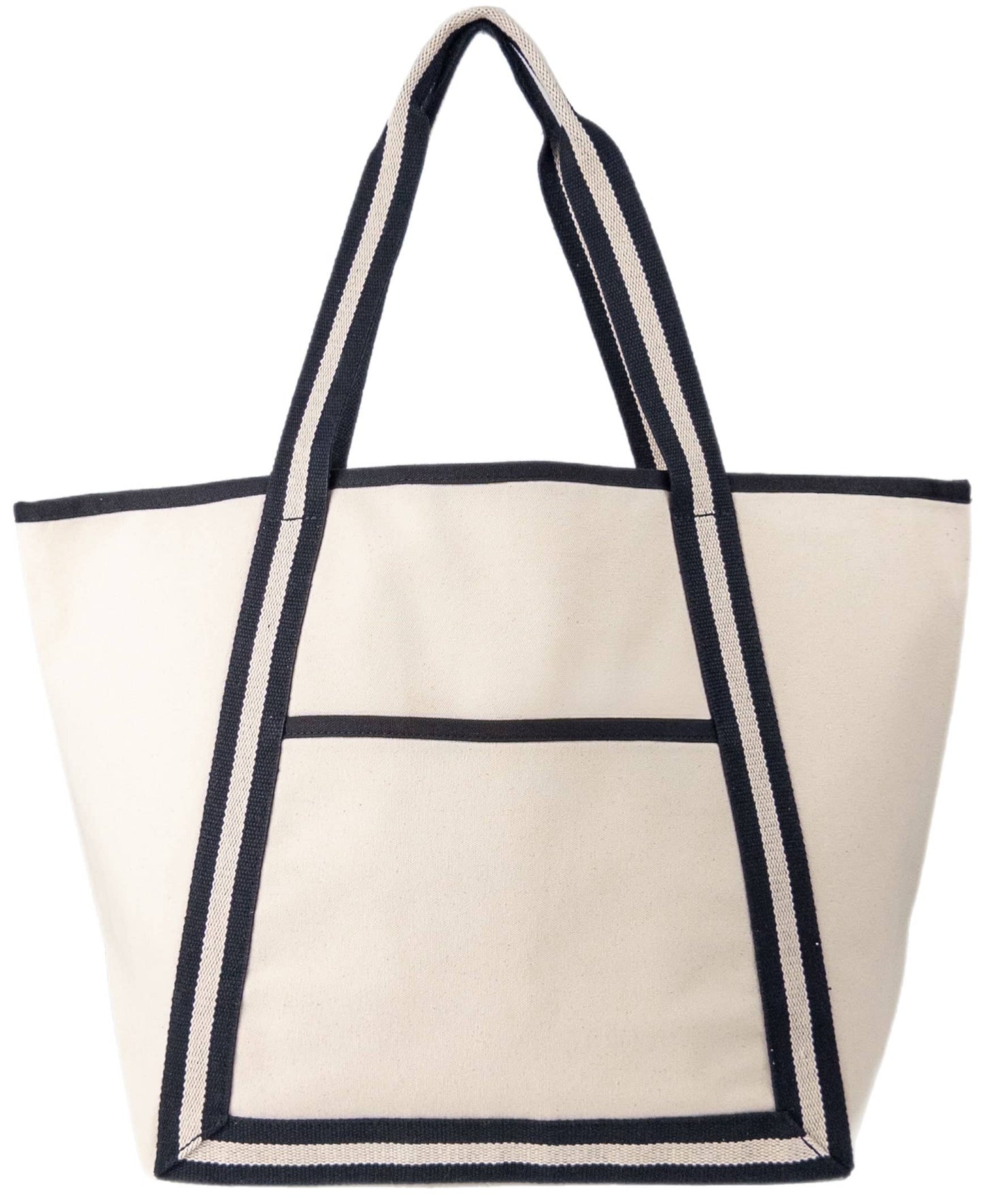 🌿 Eco-Friendly Canvas Boat Tote – Sustainable Cotton Carryall with Pockets (24"x15"x9")