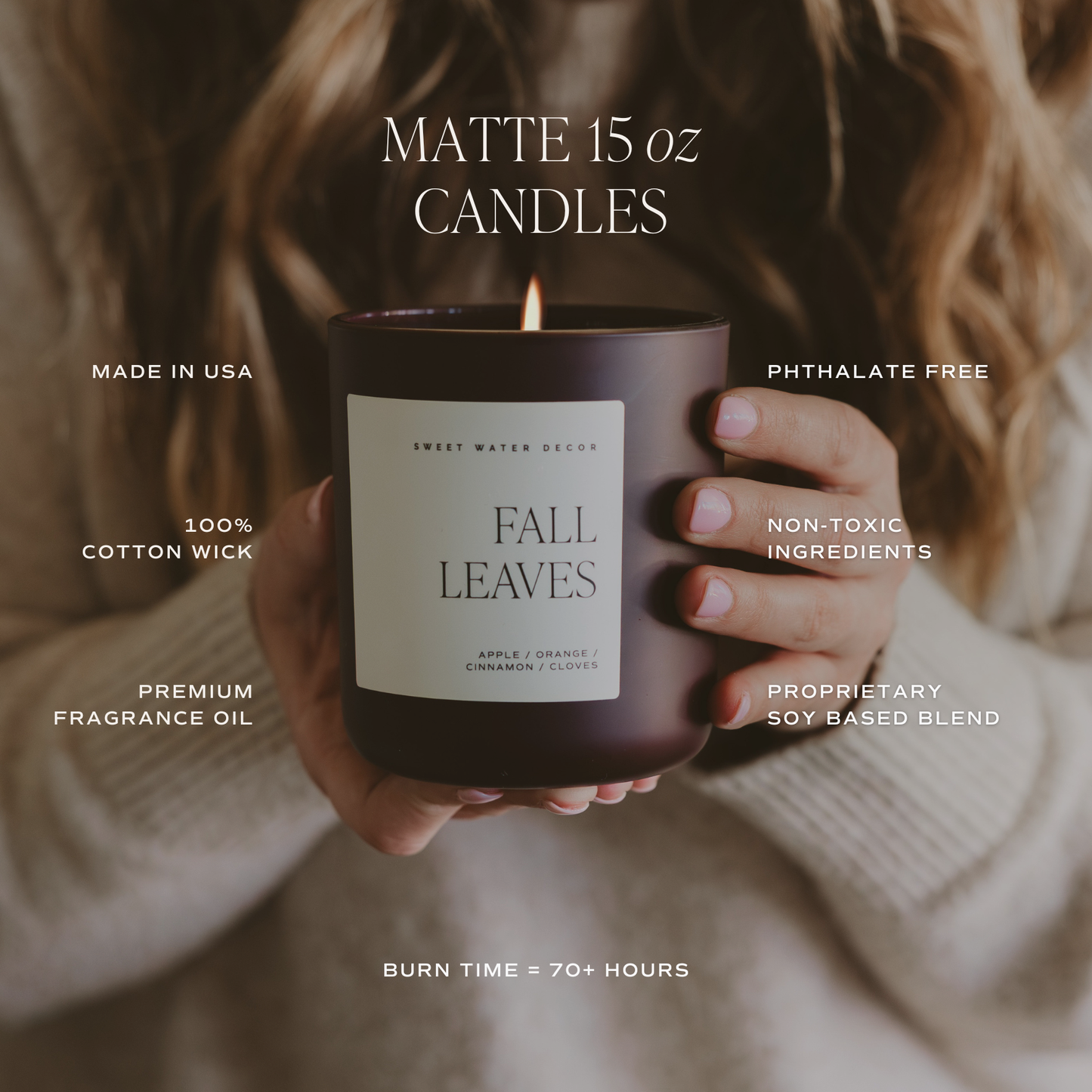 Fall Leaves Soy Candle – 15oz Autumn Scent with Apple, Orange & Cinnamon