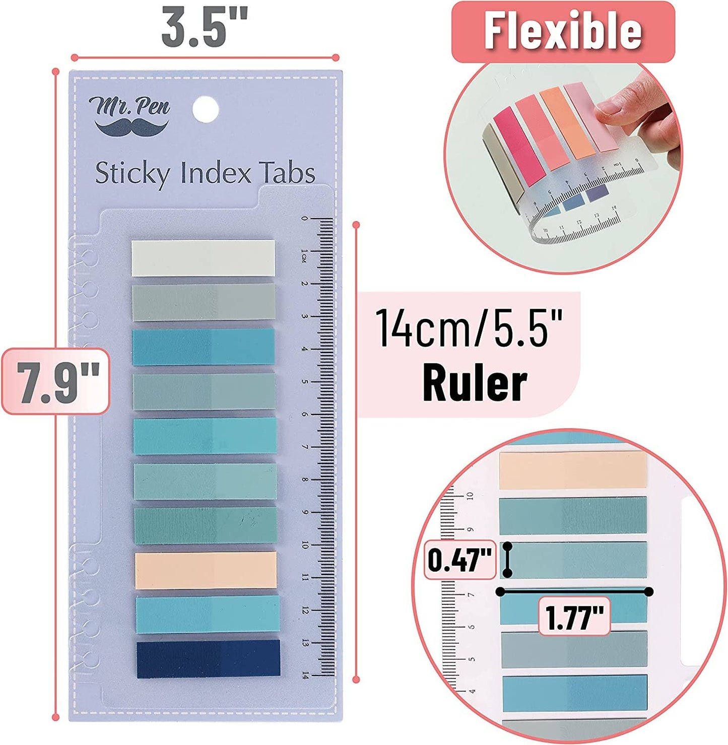 Mr. Pen Sticky Tabs – 1600 Colorful Page Markers for Books, Notes & Planners