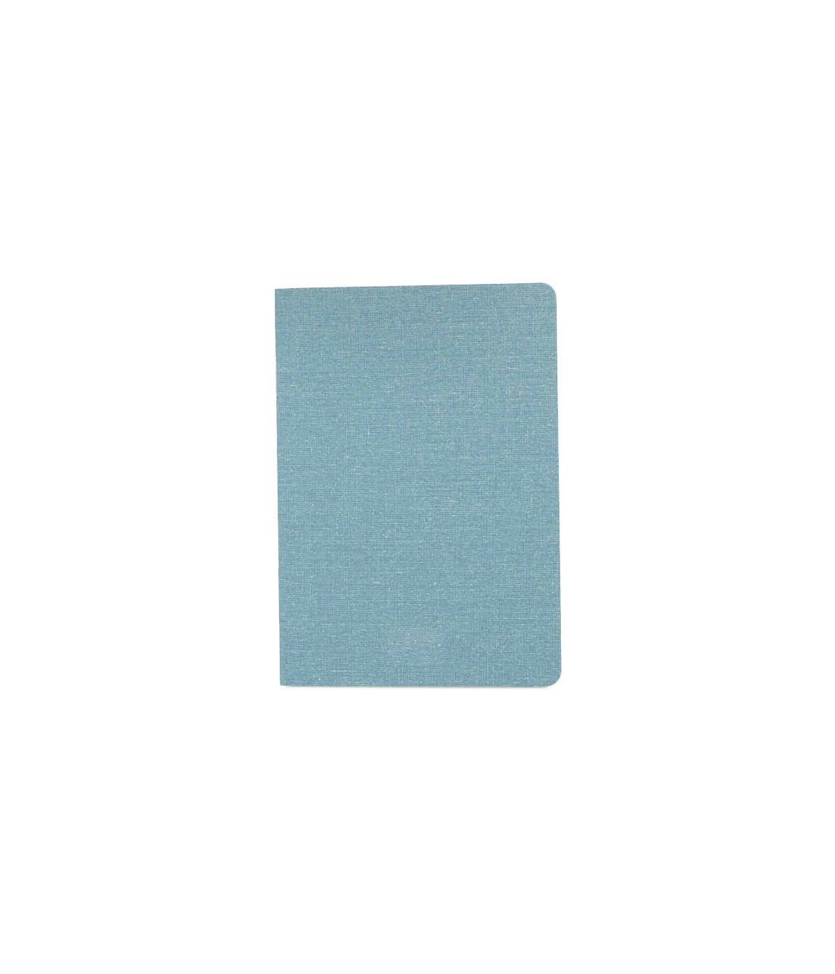 Light blue textured notebook on a white background