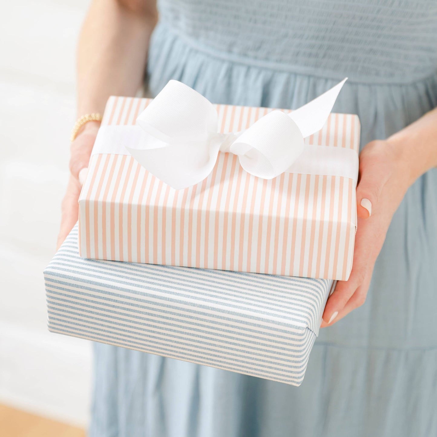 Gift Wrap Single Sheets, Rose Painted Stripe