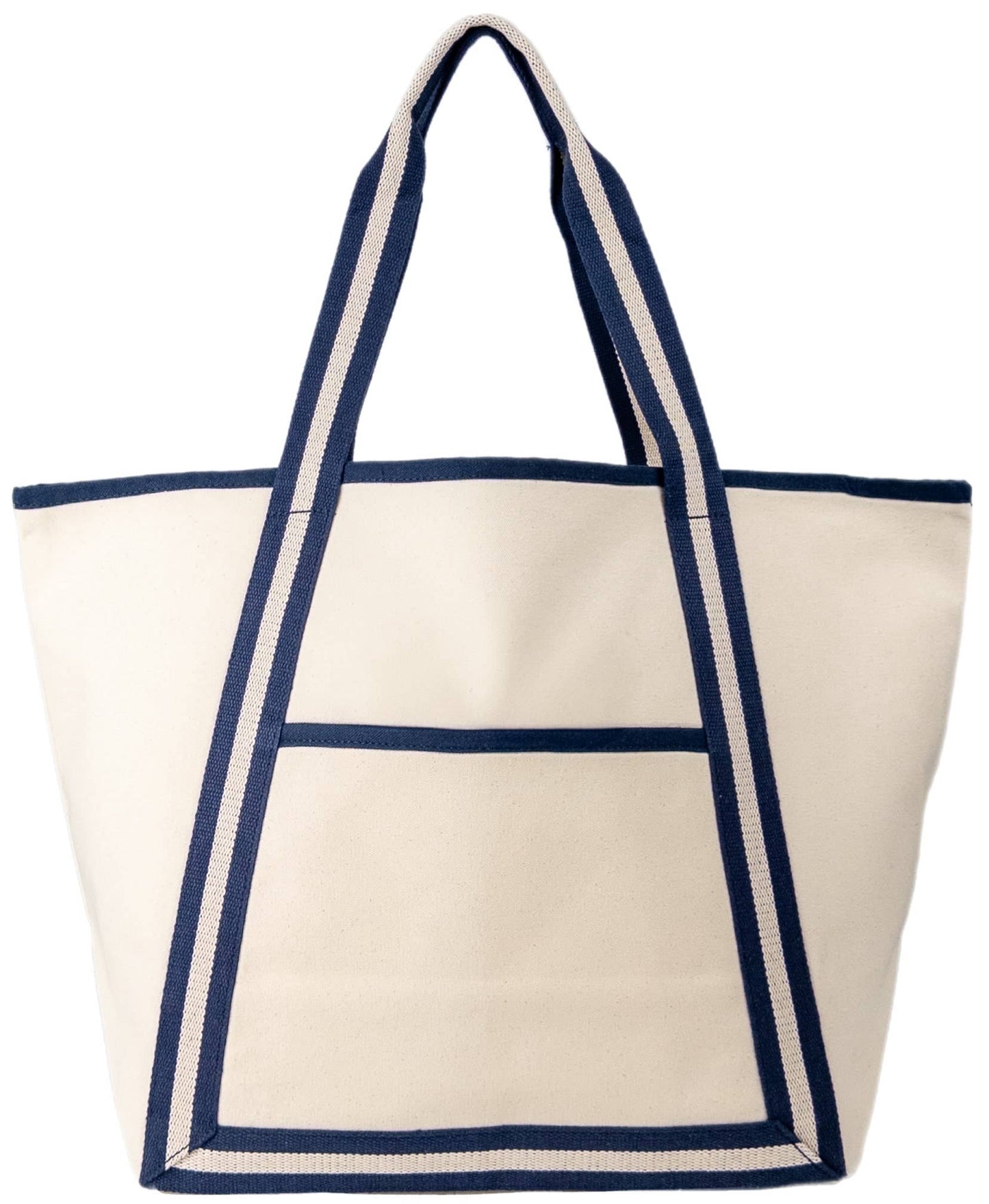 🌿 Eco-Friendly Canvas Boat Tote – Sustainable Cotton Carryall with Pockets (24"x15"x9")
