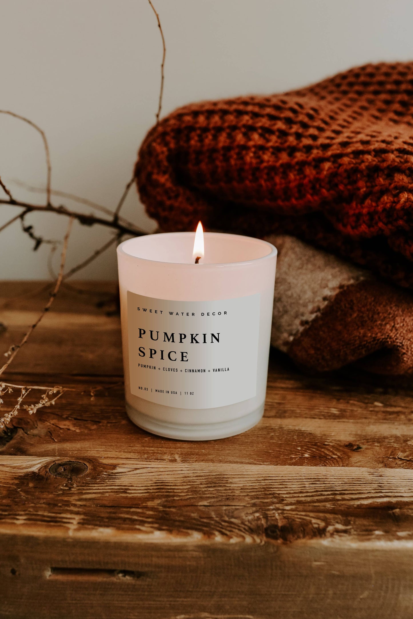 Pumpkin Spice Soy Candle – 11oz Fall Favorite by Sweet Water Decor