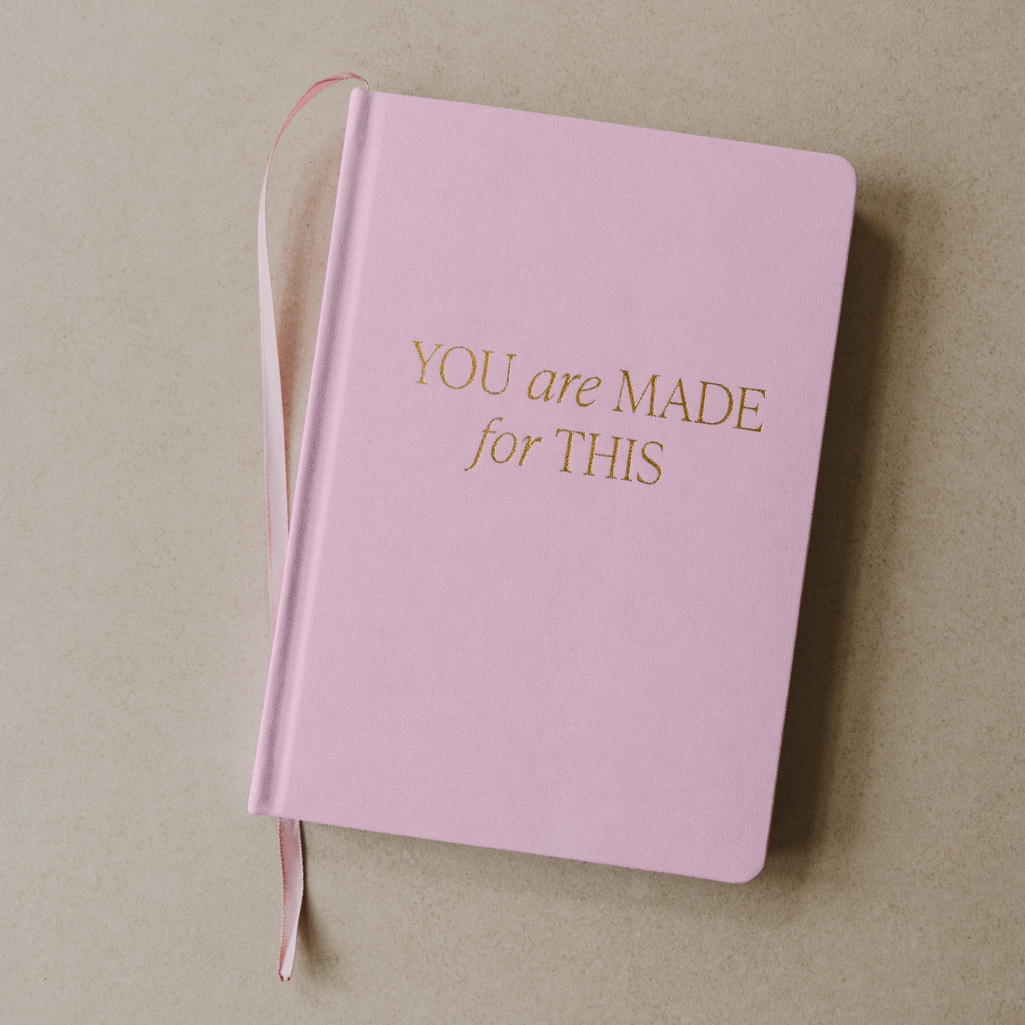 Pink Fabric Journal – Gold Foil – 200 Lined Pages with Ribbon Bookmark