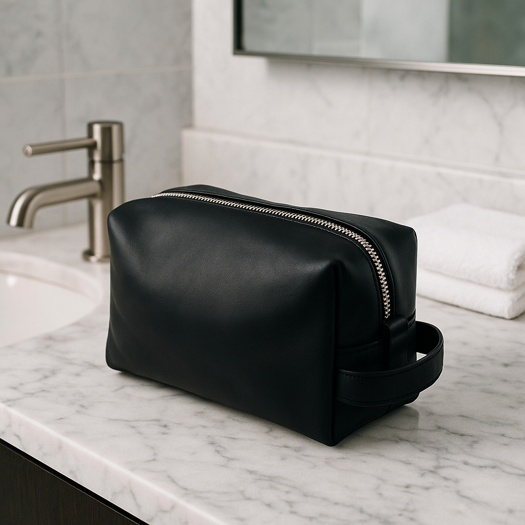 Handcrafted Men's Leather Dopp Kit | Black