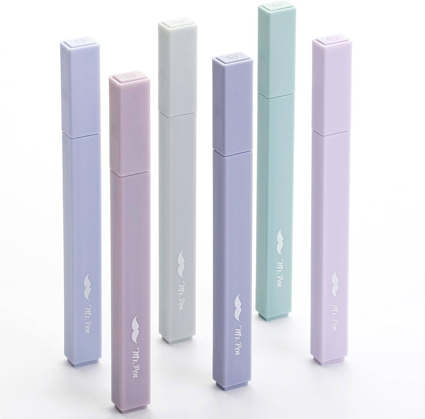 Mr. Pen Aesthetic Highlighters – 6-Pack Pastel No-Bleed Markers