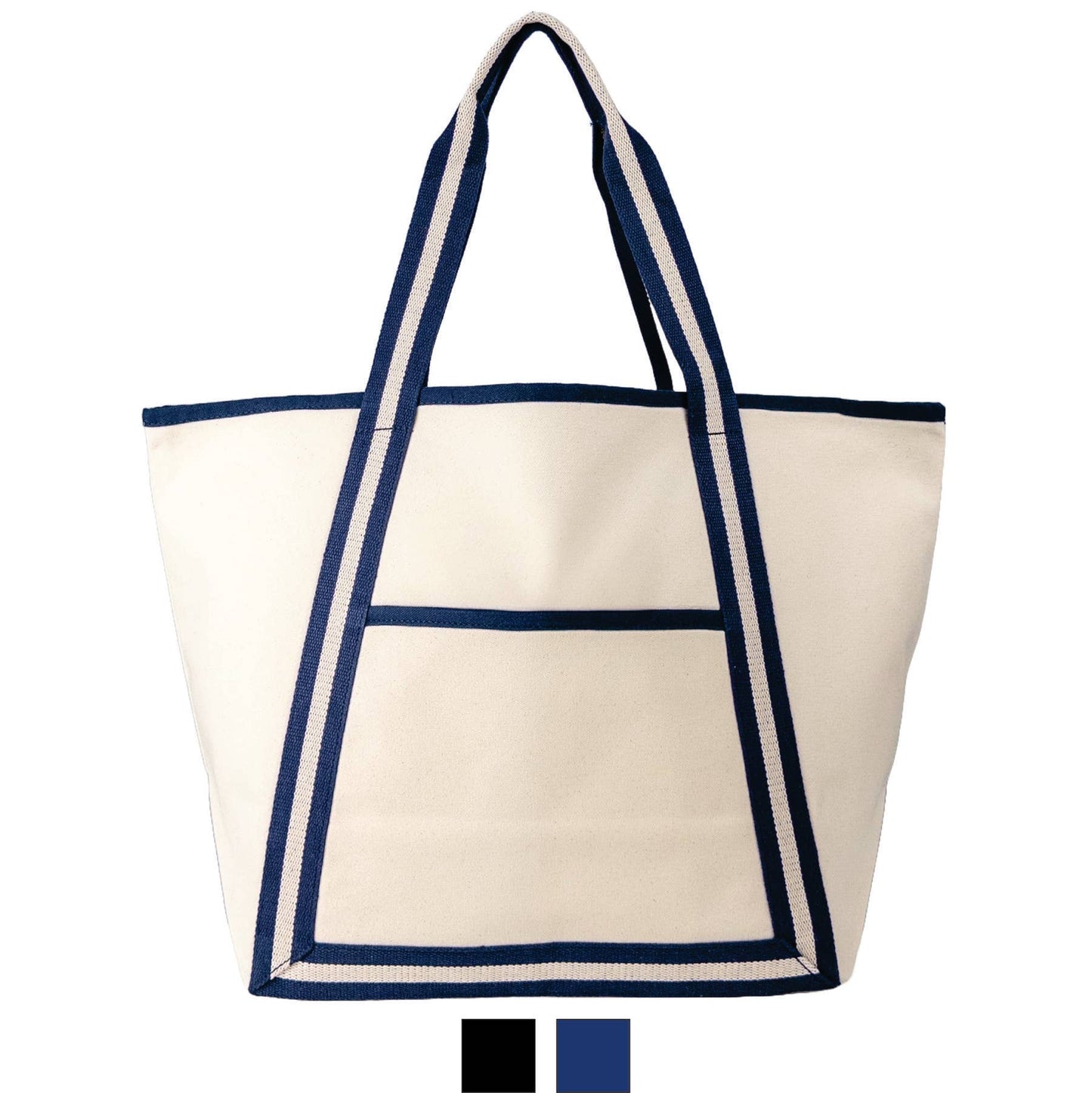 🌿 Eco-Friendly Canvas Boat Tote – Sustainable Cotton Carryall with Pockets (24"x15"x9")