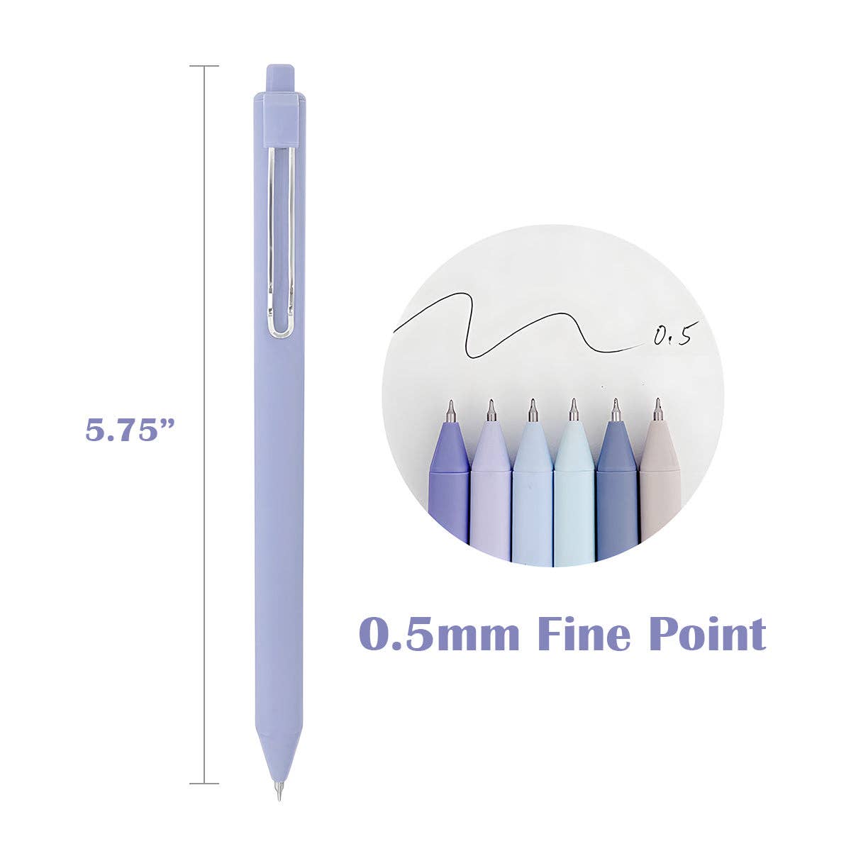✒️ Wrapables Retractable Gel Pens – Black Ink, 0.5mm Fine Point (Set of 6)