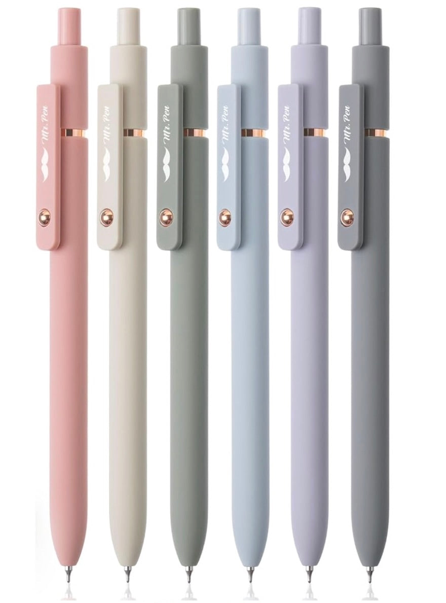 Mr. Pen | Wrapables Smooth Retractable Black Ink Gel Pens 0.5mm, Set 6
