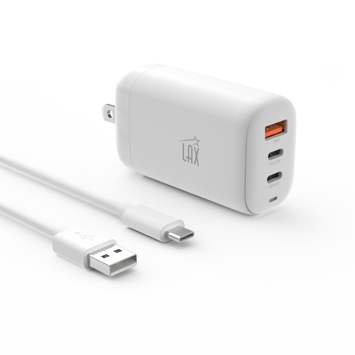⚡ 65W USB Wall Charger – Dual USB-C + USB-A Fast Charging Adapter