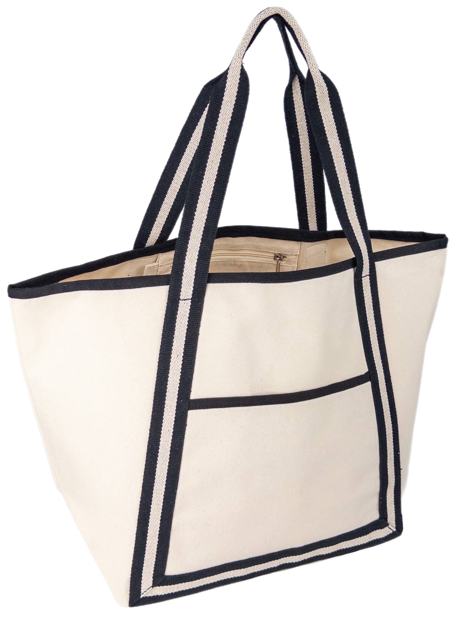 🌿 Eco-Friendly Canvas Boat Tote – Sustainable Cotton Carryall with Pockets (24"x15"x9")