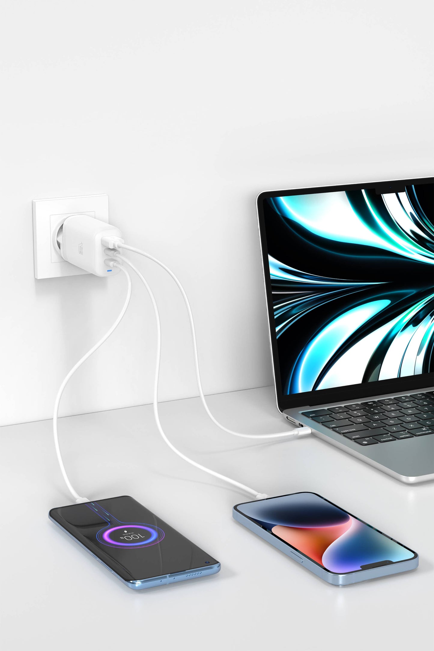 ⚡ 65W USB Wall Charger – Dual USB-C + USB-A Fast Charging Adapter