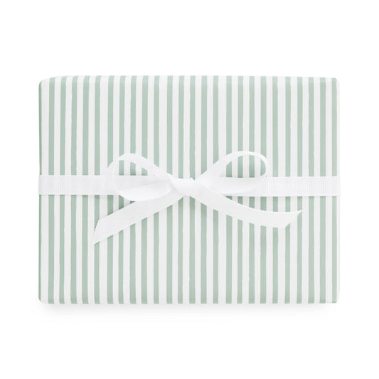 Gift Wrap Single Sheets, Green Painted Stripe