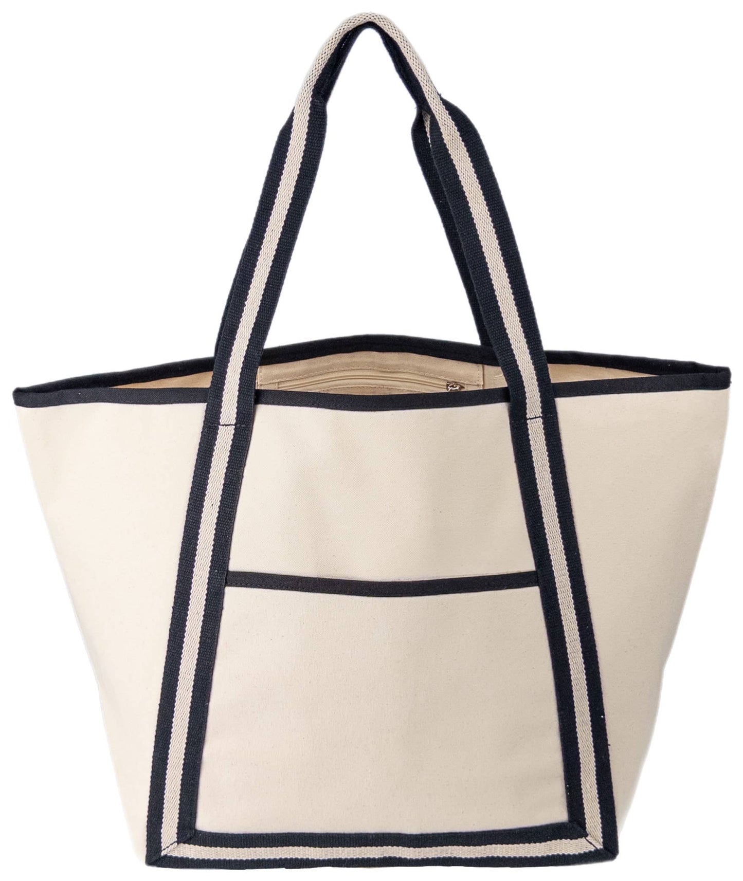 🌿 Eco-Friendly Canvas Boat Tote – Sustainable Cotton Carryall with Pockets (24"x15"x9")