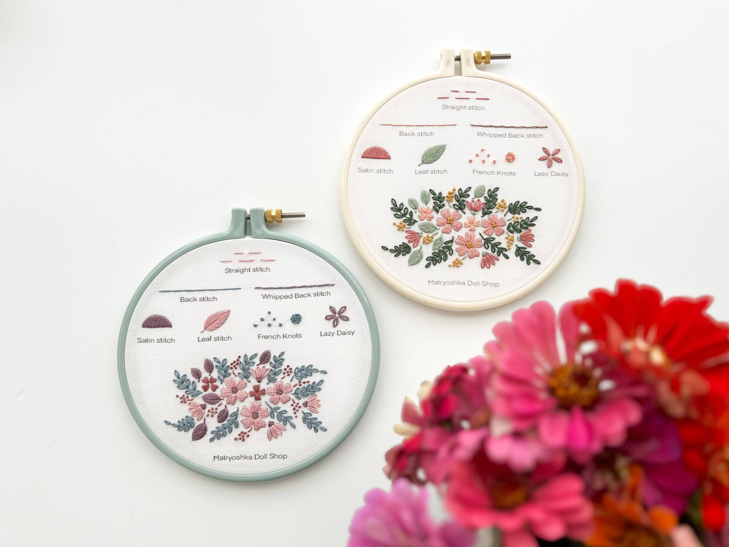 Stitch Sampler Embroidery Kit for Beginners – Learn 7 Stitches with Printed Pattern, Hoop, Thread & Video Tutorial