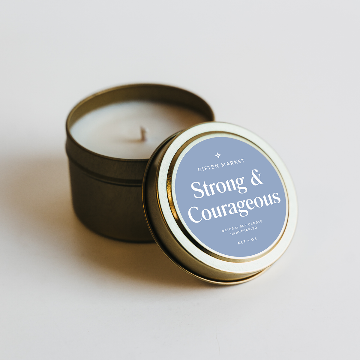 Strong + Courageous Soy Candle | 4oz Gold Travel Tin