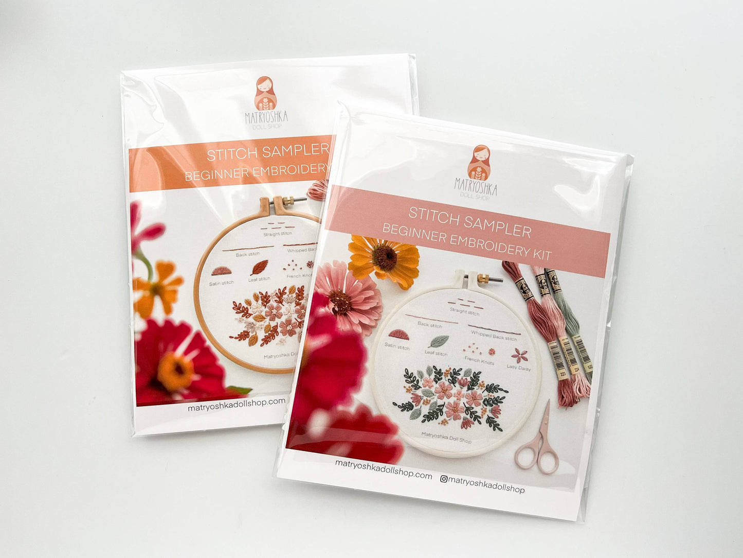 Stitch Sampler Embroidery Kit for Beginners – Learn 7 Stitches with Printed Pattern, Hoop, Thread & Video Tutorial