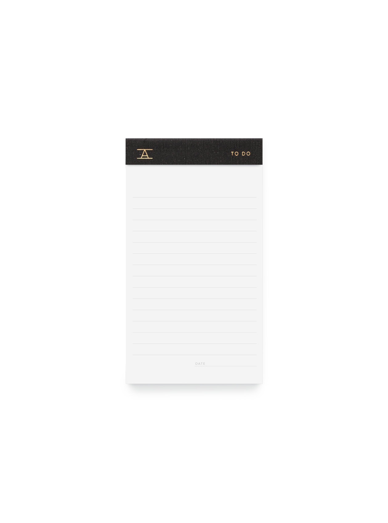 White notepad with black border on a white background