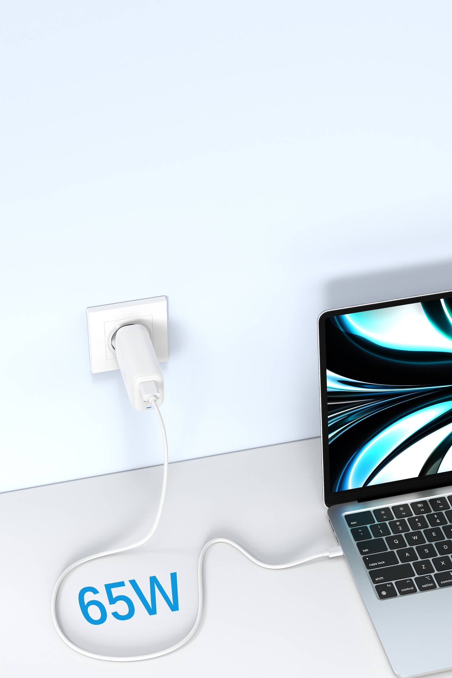 ⚡ 65W USB Wall Charger – Dual USB-C + USB-A Fast Charging Adapter