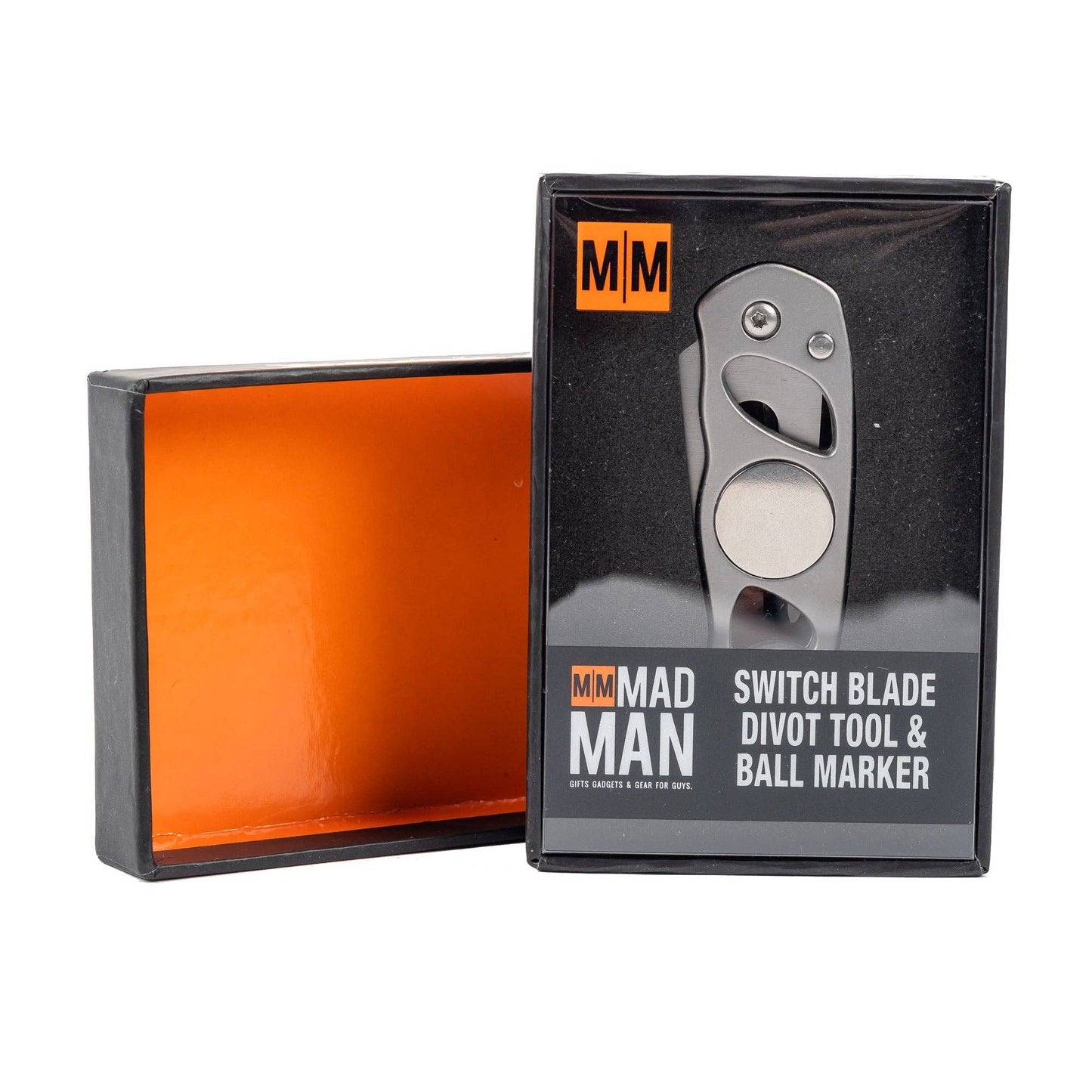 Switchblade with packaging labeled 'Mad Man' on a white background