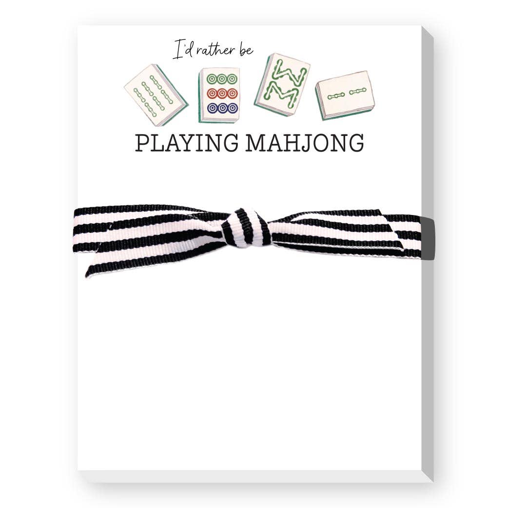 Black and white striped headband with 'I'd rather be playing Mahjong' text on a white background
