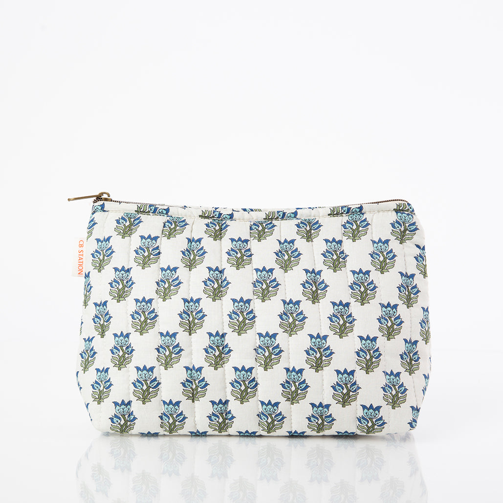 Floral patterned pouch on a white background