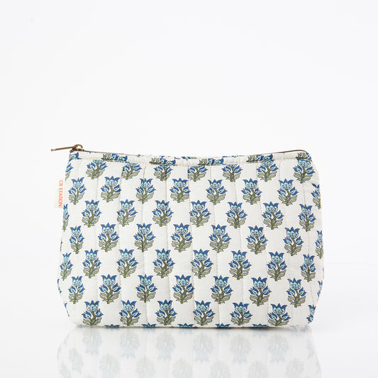 Floral patterned pouch on a white background