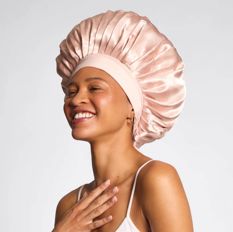 Kitsch | Adjustable Oversized Satin Bonnet | Blush
