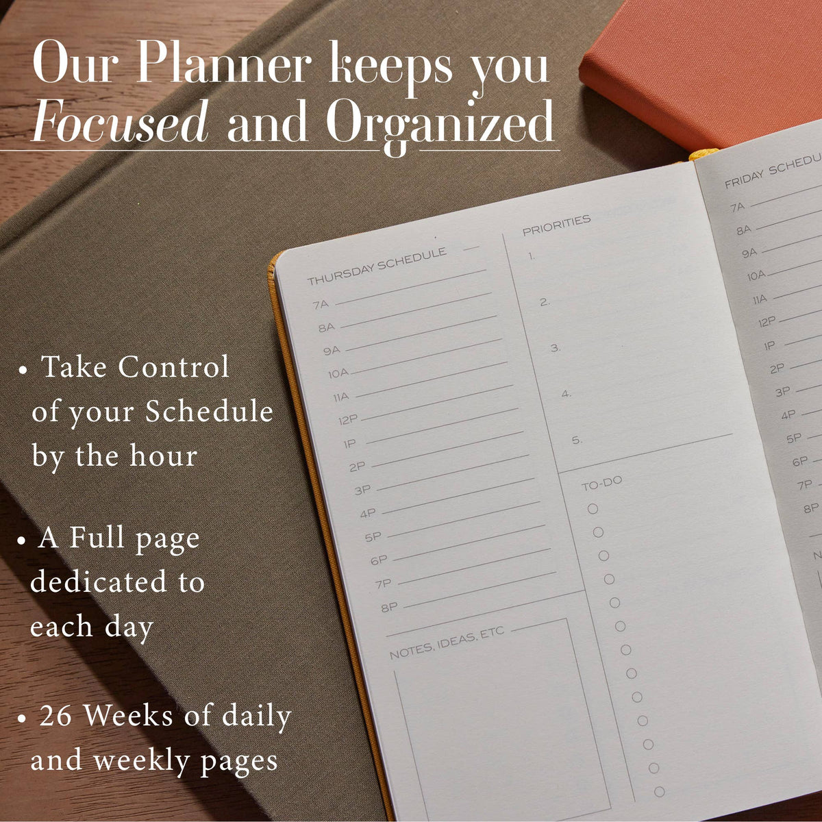 The Daily Planner | Hardcover with Library Buckram Cover | Ink Blue