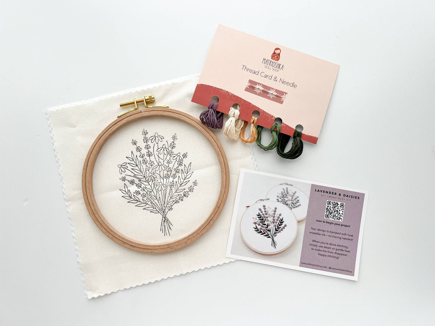 Lavender + Daisies Embroidery Kit