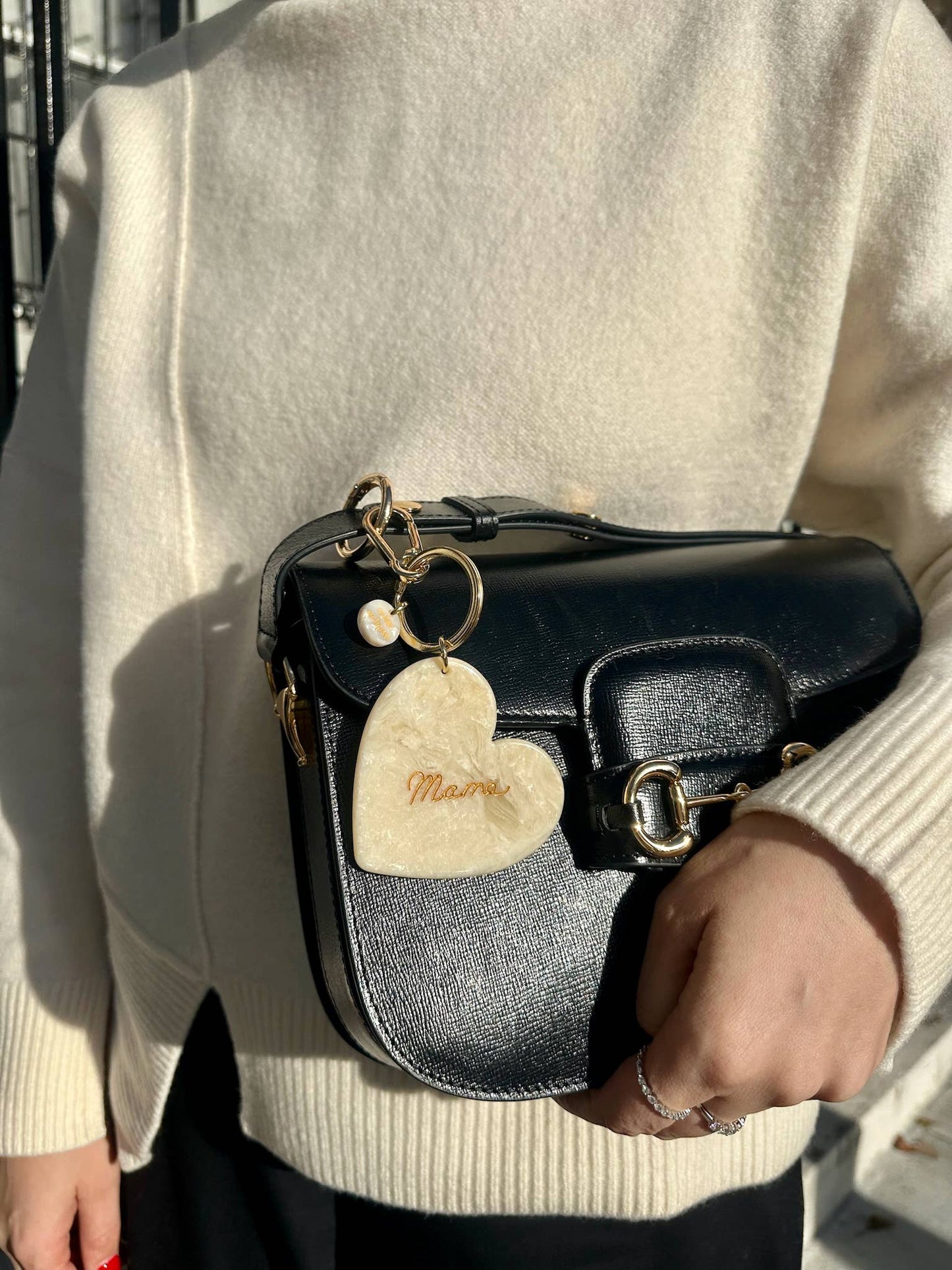 Solar Eclipse | Hand-painted Mama Heart Acetate Bag Charm + Keychain