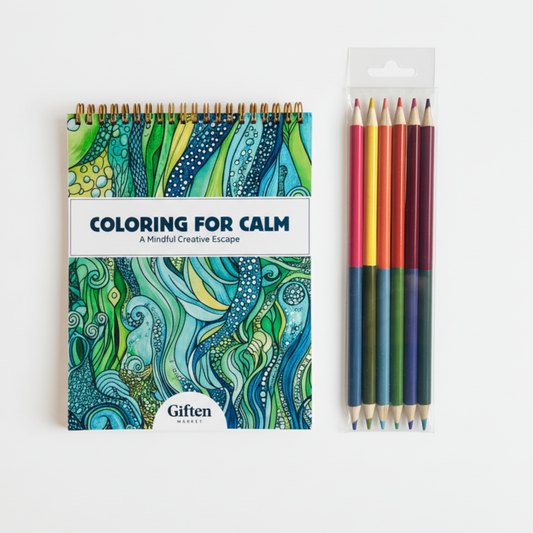Coloring For Calm Book +Colored Pencils Duo
