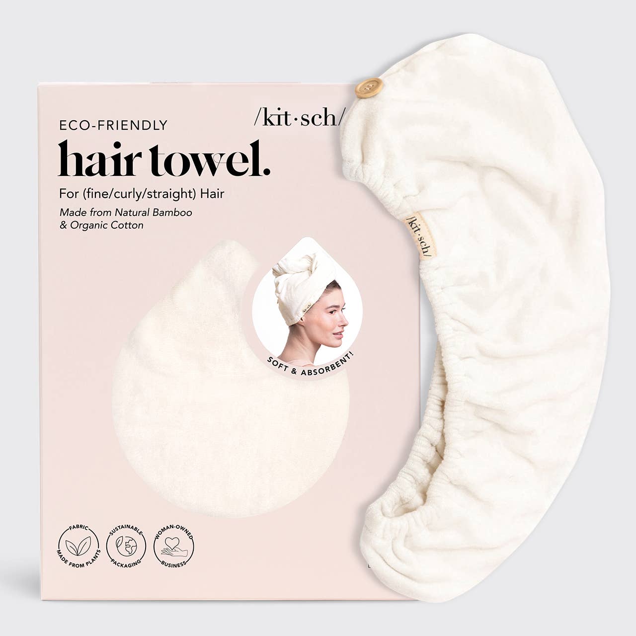 Kitsch | Quick Dry Hair Towel - Ivory