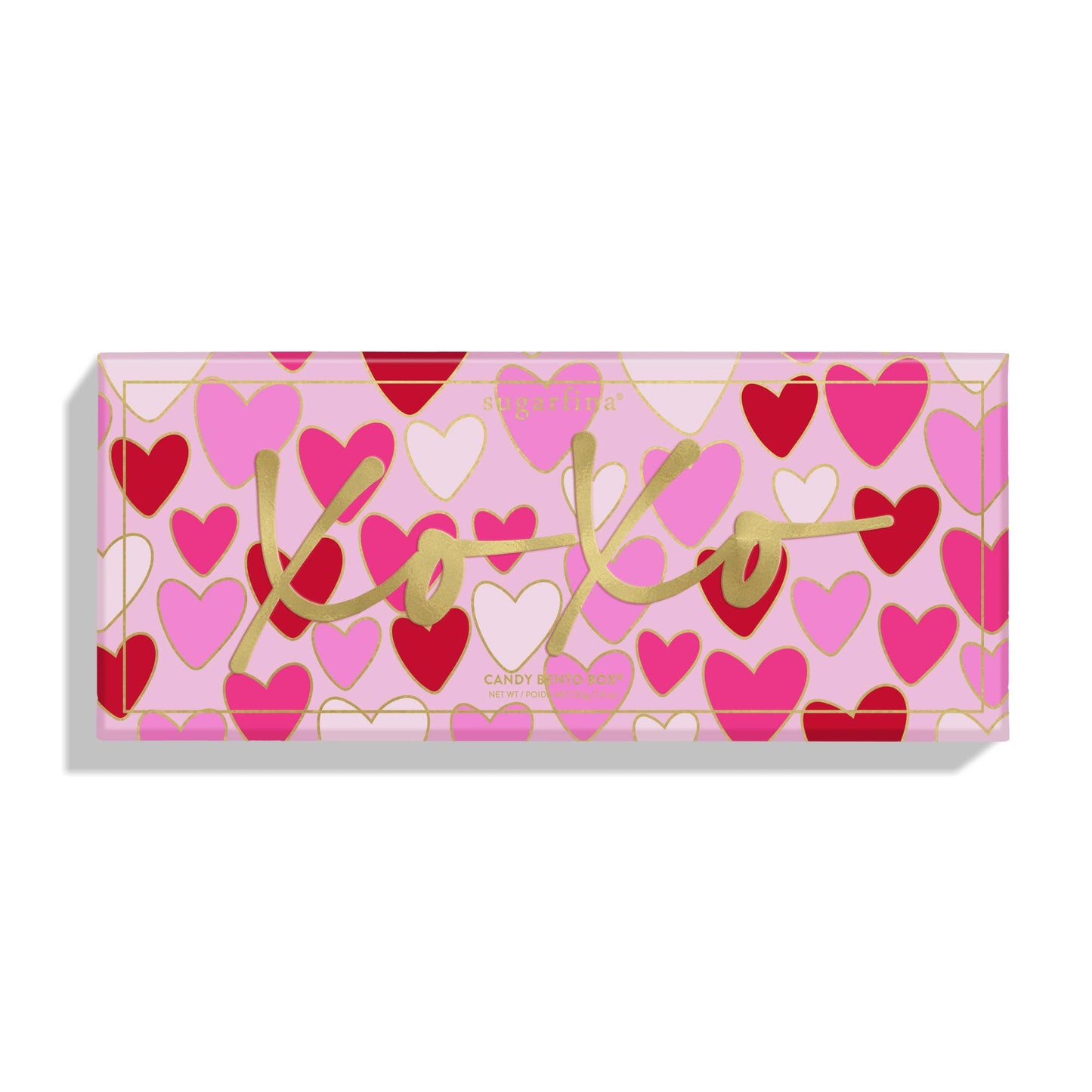 Candy bar packaging with heart pattern and 'koko' branding on a white background