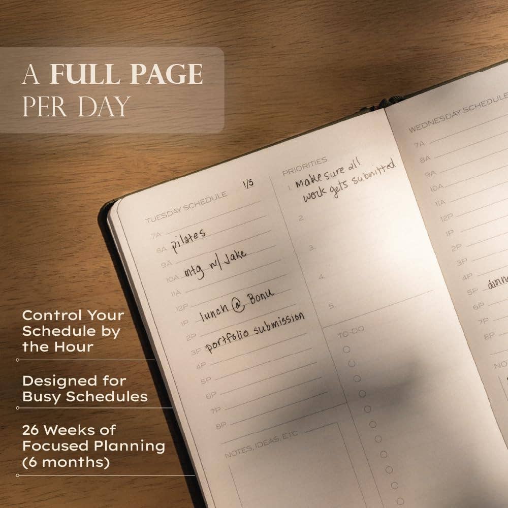 The Daily Planner | Hardcover with Library Buckram Cover | Ink Blue
