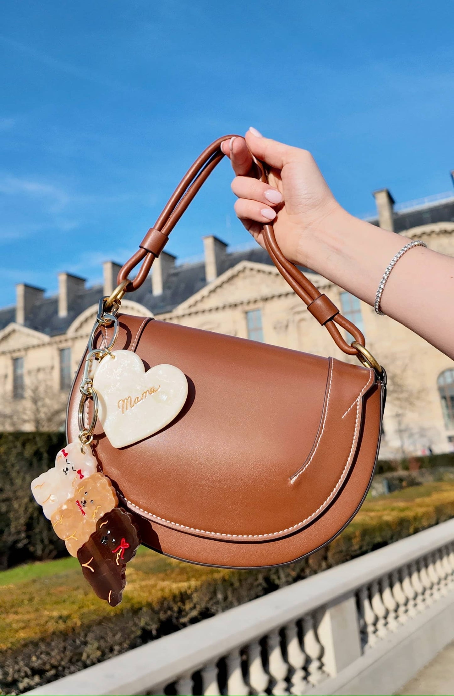 Solar Eclipse | Hand-painted Mama Heart Acetate Bag Charm + Keychain