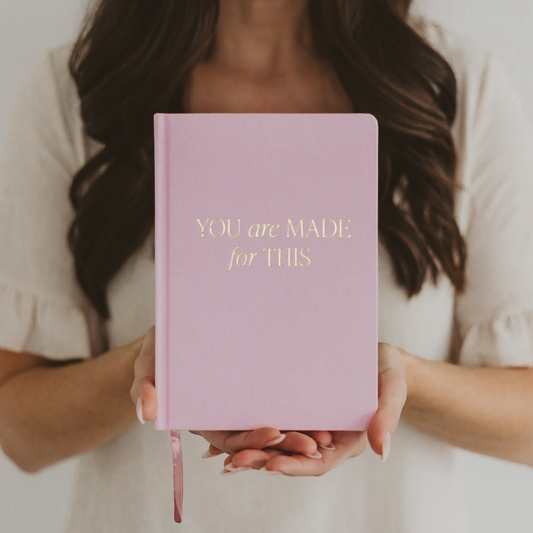 Pink Fabric Journal – Gold Foil – 200 Lined Pages with Ribbon Bookmark