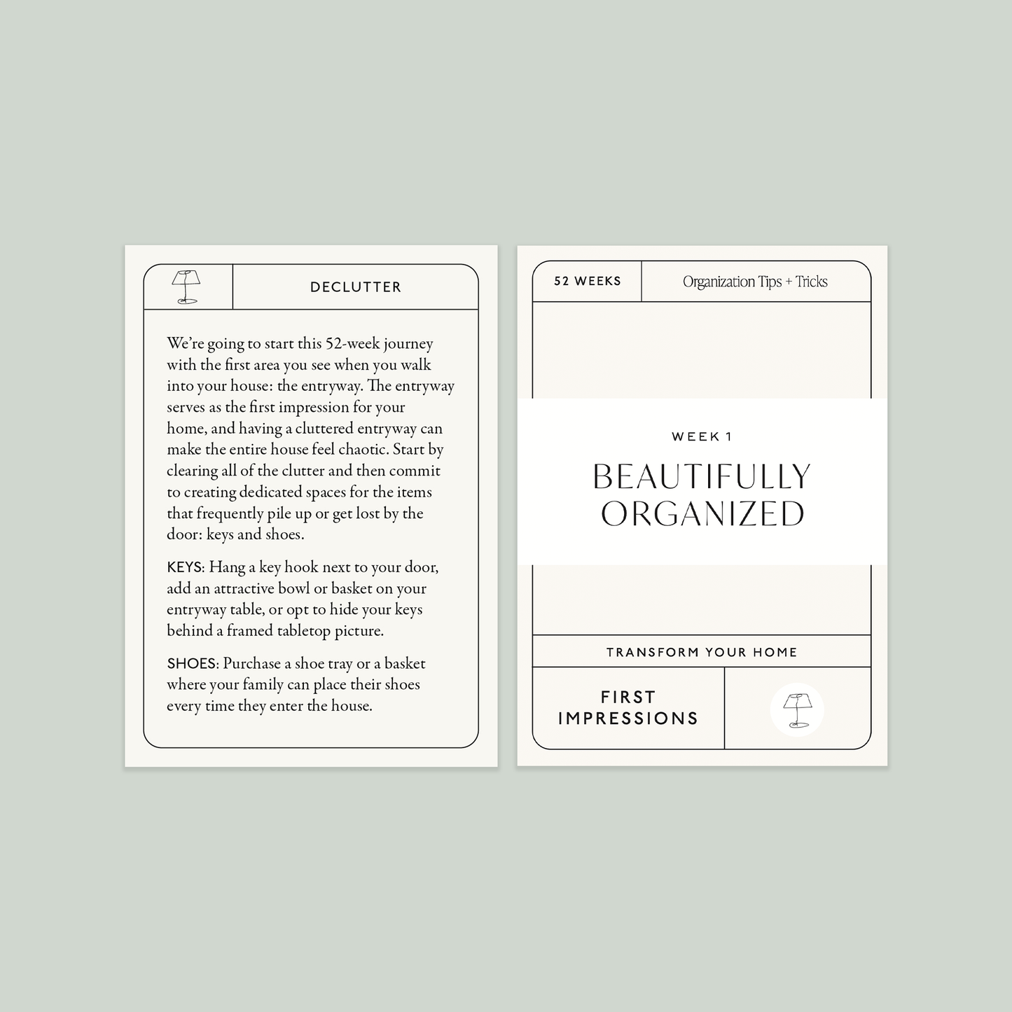 "Beautifully Organized" In 52 Weeks Card Deck