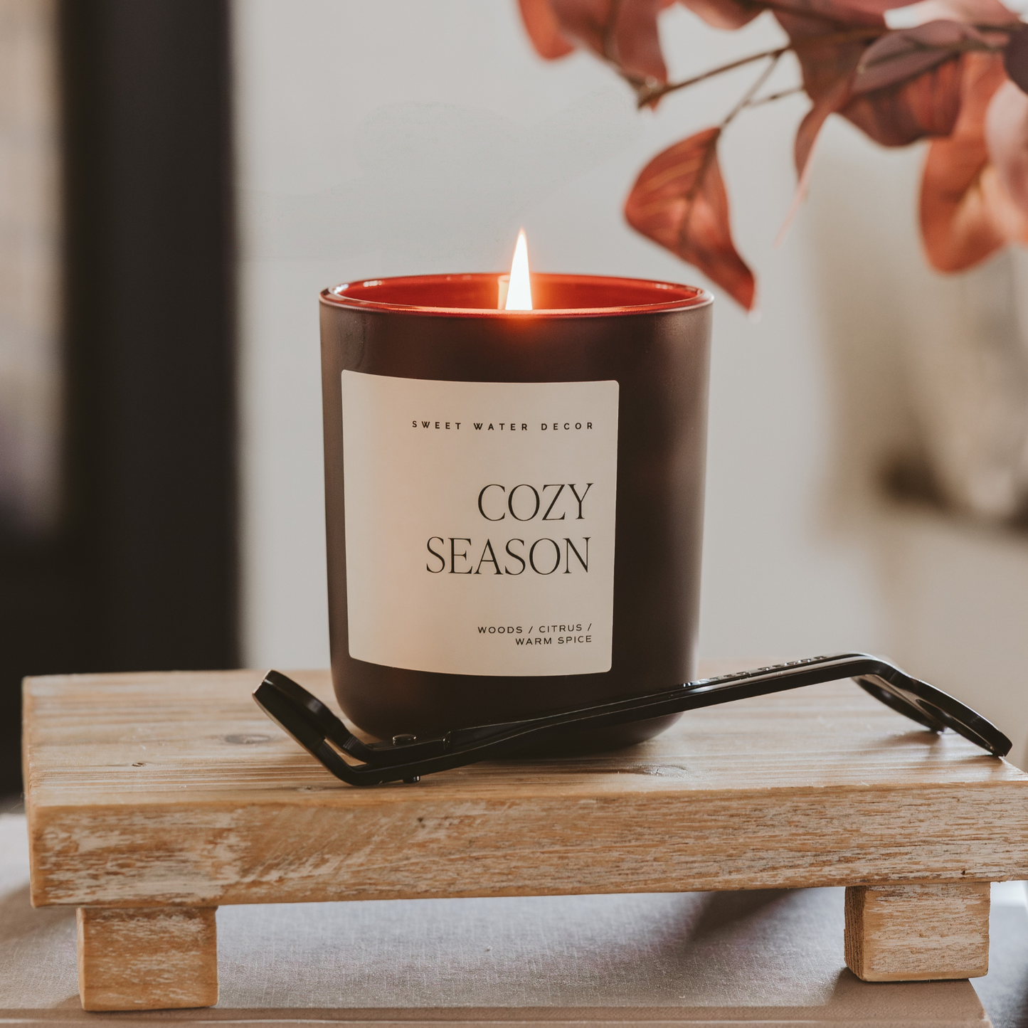 Cozy Season Soy Candle – 15oz Warm Woods, Spice & Citrus Fall to Winter Scent