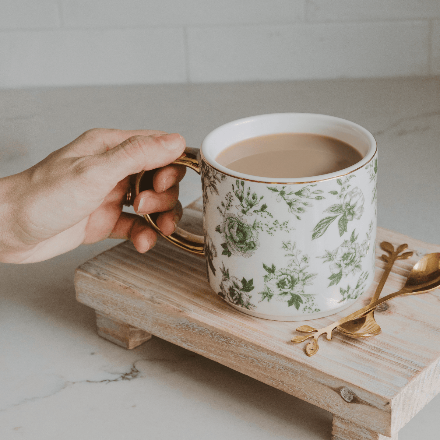 Green Delft 14oz Coffee Mug