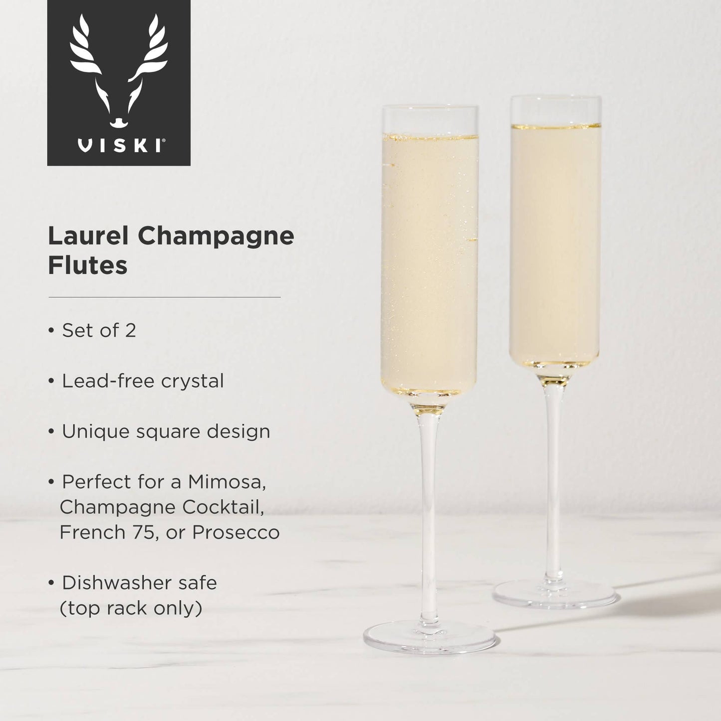 Laurel Crystal Champagne Flutes | Set of 2