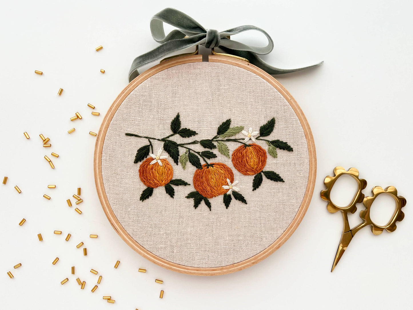 Orange Branch Embroidery Kit