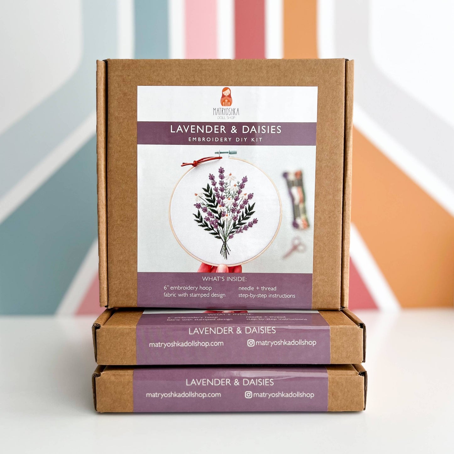 Lavender + Daisies Embroidery Kit