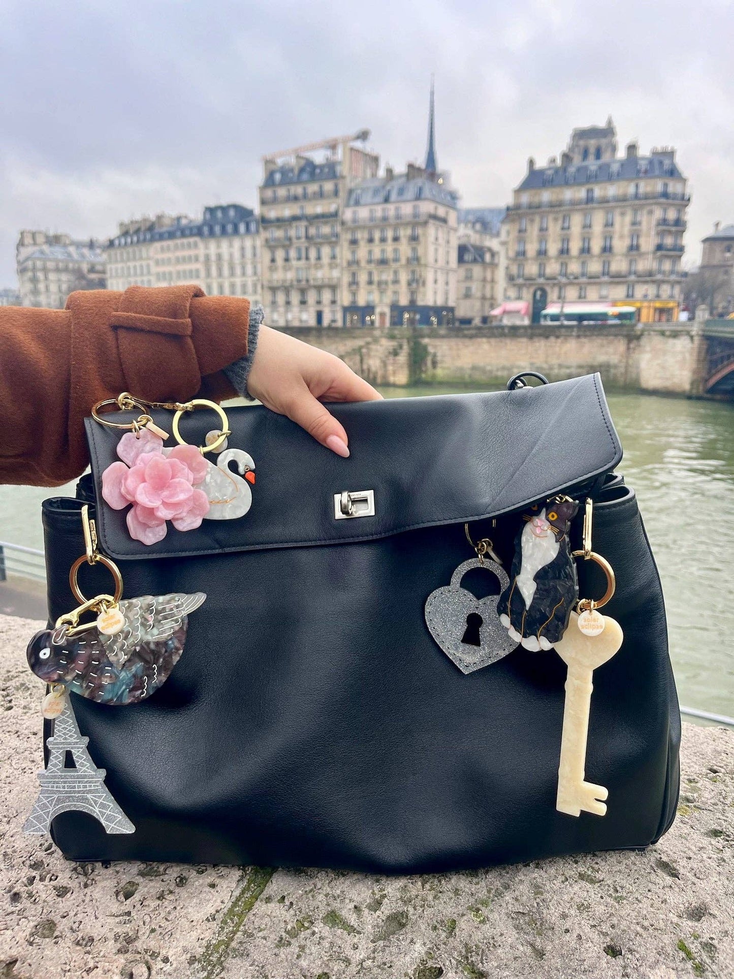 Lucky Cat (Maneki-neko) Bag Charm+ Keychain | Eco-Friendly