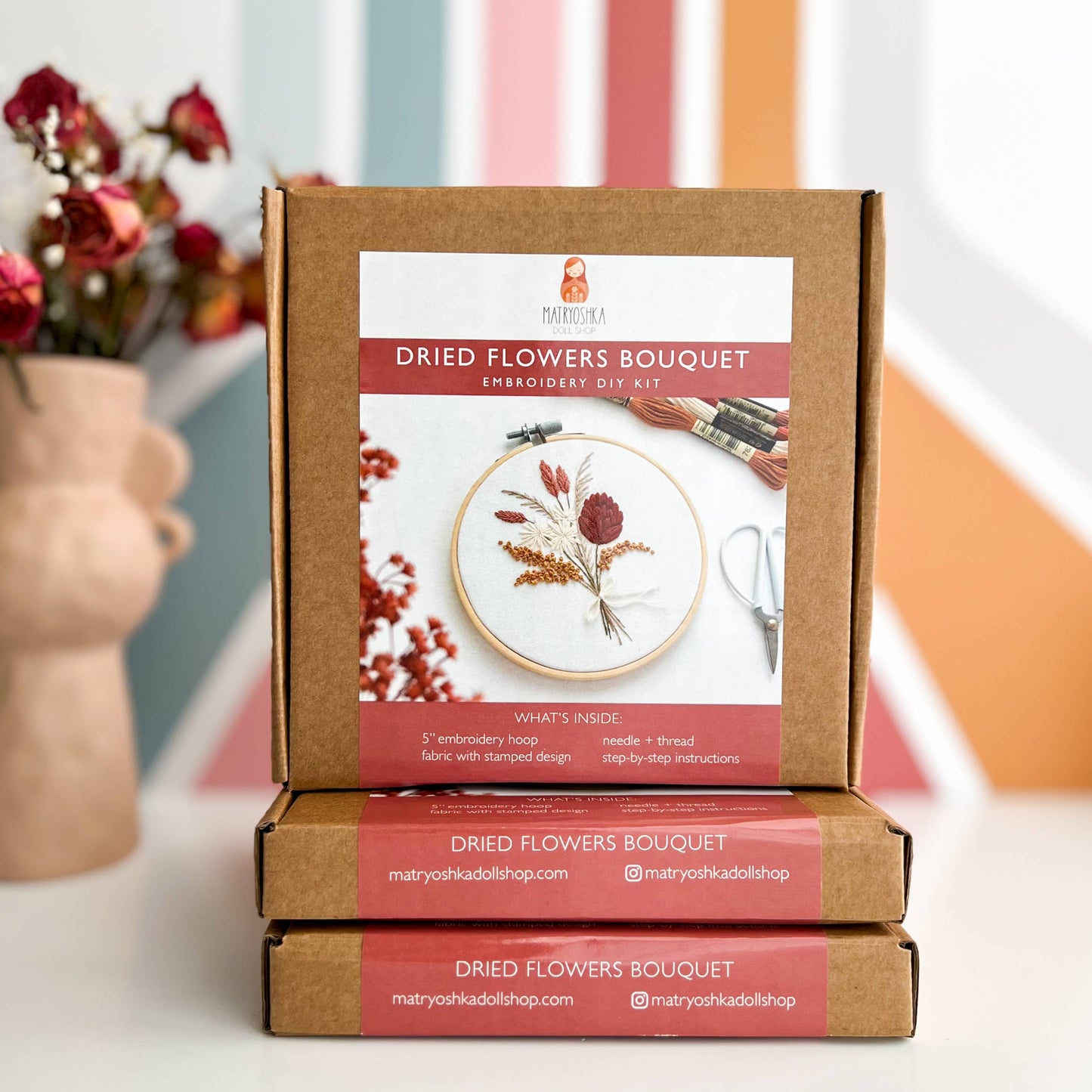 Dried Flowers Bouquet Embroidery Kit